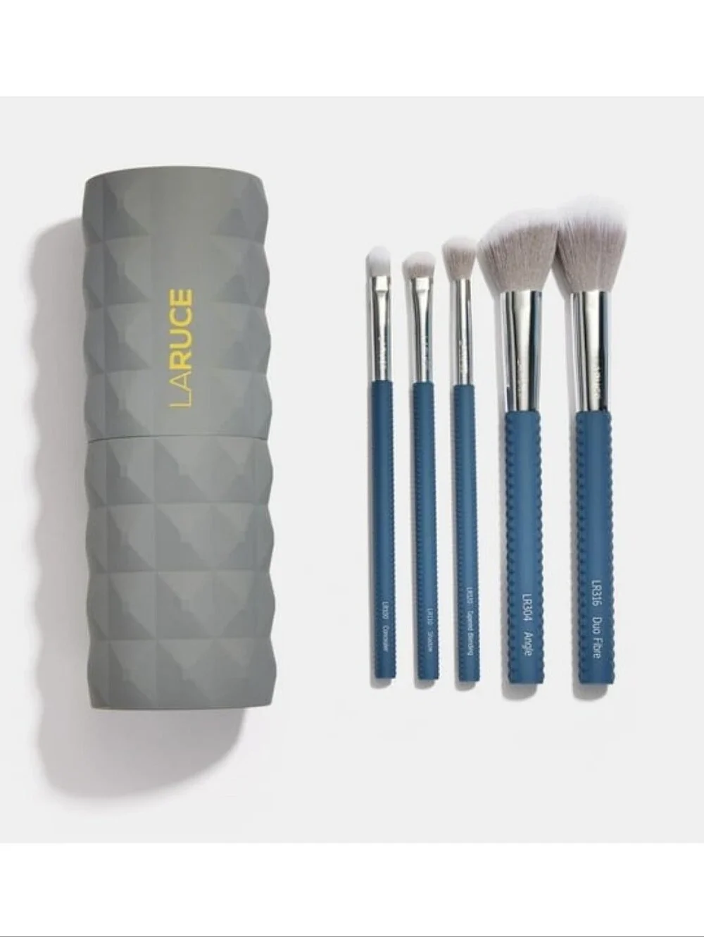 NWT LaRuce Beauty The Christine 5-Piece Makeup Brush Set & Grey Holder Case